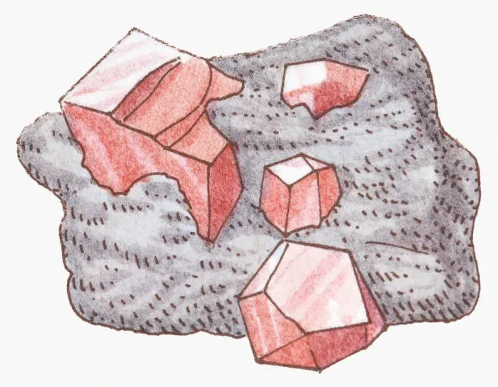 Framed Print : Illustration of Garnet in rock Framed Print : Illustration of Garnet in rock