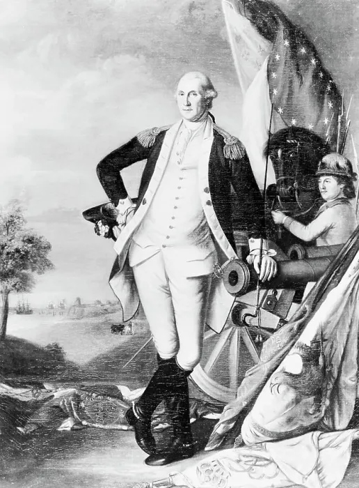 Framed Print : Illustration of George Washington Standing Next to Cannon Framed Print : Illustration of George Washington Standing Next to Cannon