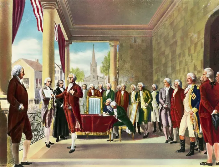 Framed Print : Illustration of George Washington Taking Oath of Office Framed Print : Illustration of George Washington Taking Oath of Office