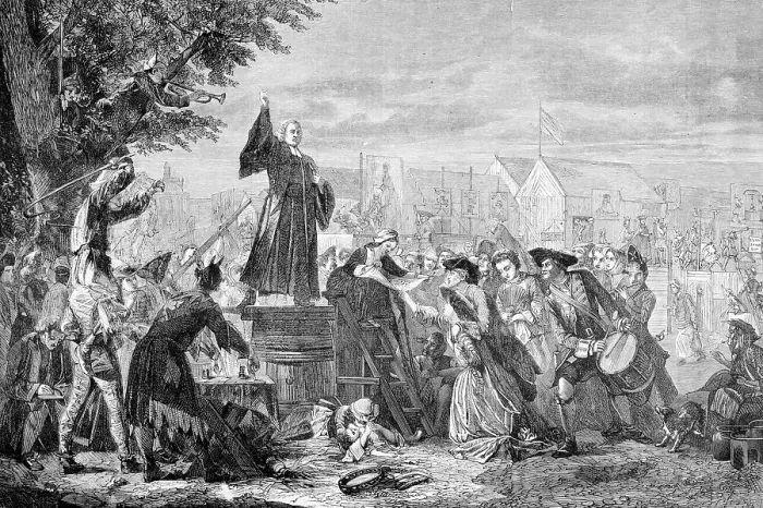 Framed Print : Illustration of George Whitefield Preaching Framed Print : Illustration of George Whitefield Preaching