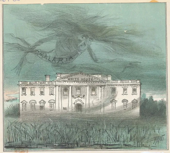 Framed Print : Illustration of Ghost Flying Over White House Framed Print : Illustration of Ghost Flying Over White House
