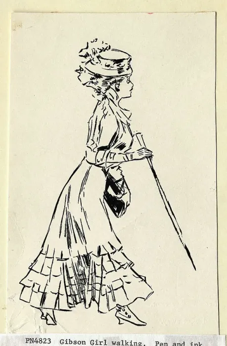 Framed Print : Illustration / Gibson Girl Walking Framed Print : Illustration / Gibson Girl Walking