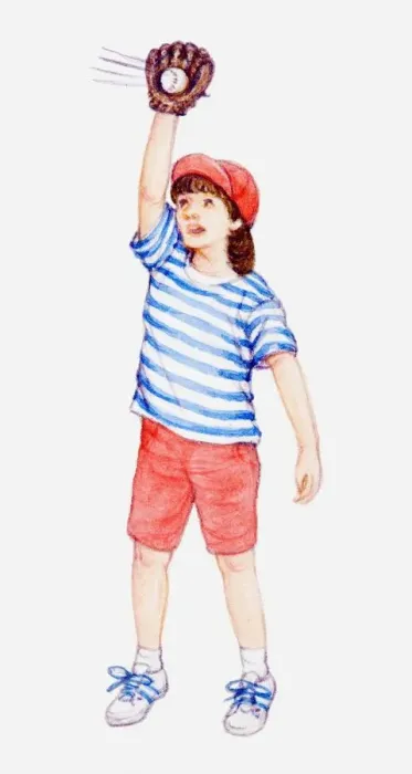 Framed Print : Illustration of a girl catching a baseball Framed Print : Illustration of a girl catching a baseball