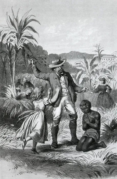 Framed Print : Illustration of a Girl Trying to Prevent a Man from Whipping a Slave Framed Print : Illustration of a Girl Trying to Prevent a Man from Whipping a Slave