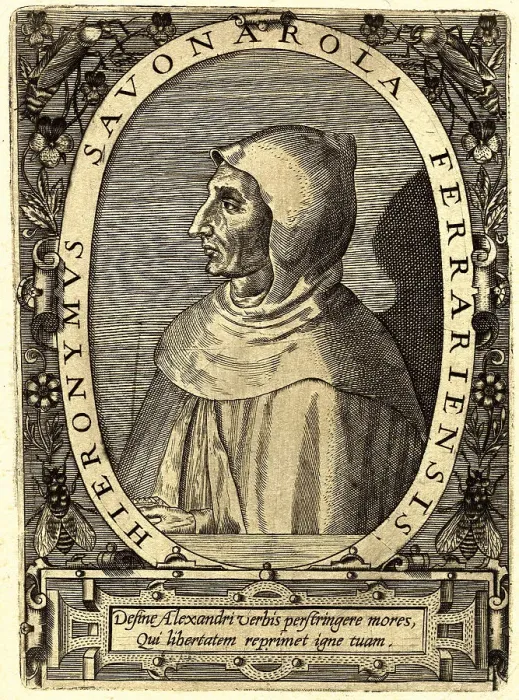 Framed Print : Illustration of Girolamo Savonarola with Ornate Border Framed Print : Illustration of Girolamo Savonarola with Ornate Border