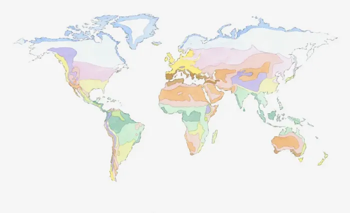 Framed Print : Illustration of global weather zones on world map Framed Print : Illustration of global weather zones on world map