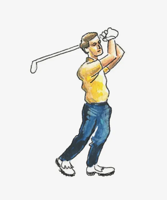 Framed Print : Illustration of golfer in backswing position Framed Print : Illustration of golfer in backswing position