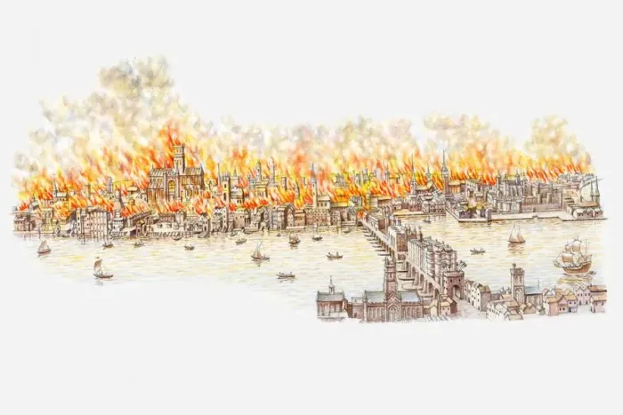Framed Print : Illustration of Great Fire of London Framed Print : Illustration of Great Fire of London
