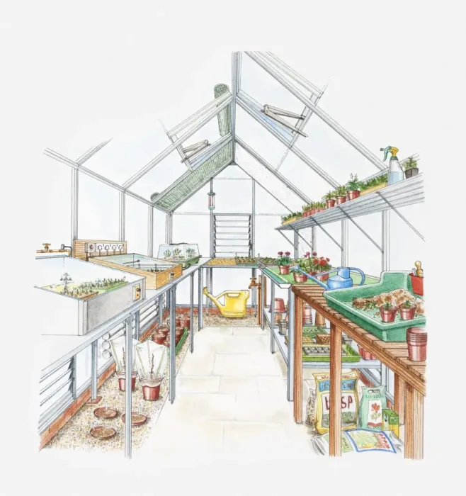 Framed Print : Illustration of a greenhouse Framed Print : Illustration of a greenhouse