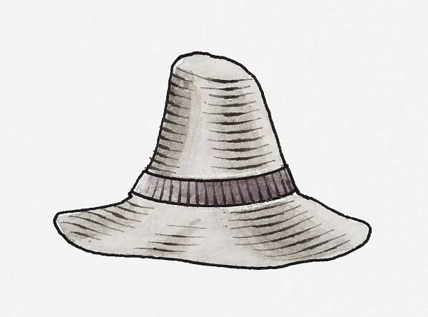 Illustration of grey felt pilgrim hat