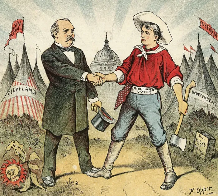 Framed Print : Illustration of Grover Cleveland Making Friends with Citizen Framed Print : Illustration of Grover Cleveland Making Friends with Citizen