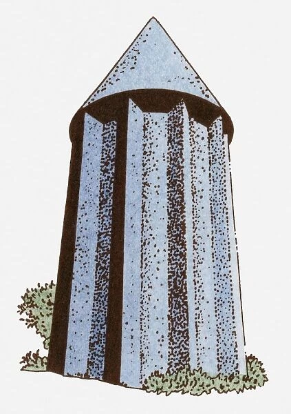 Illustration of Gunbad-i-Qabus, an Islamic tomb tower