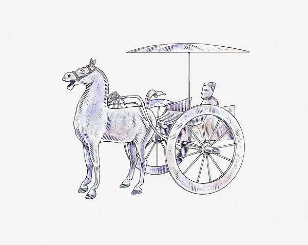 Illustration of a Han horse and chariot