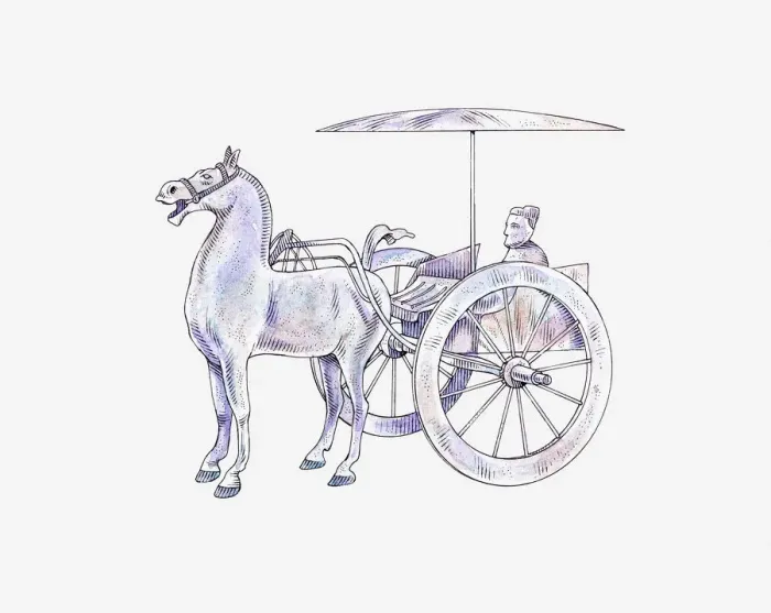 Framed Print : Illustration of a Han horse and chariot Framed Print : Illustration of a Han horse and chariot