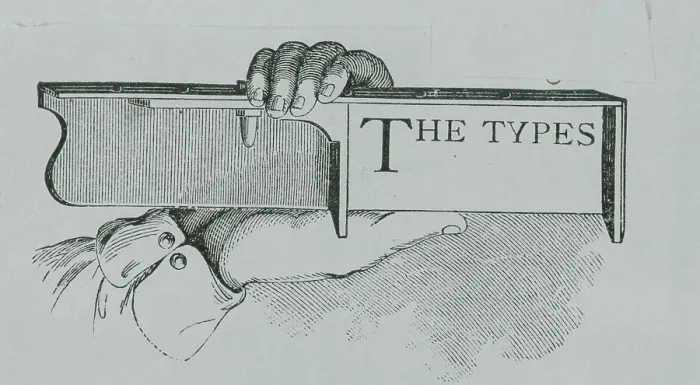 Framed Print : Illustration of Hand Holding Early Printing Tool Framed Print : Illustration of Hand Holding Early Printing Tool
