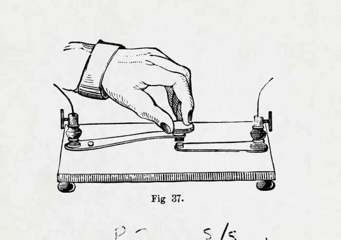 Framed Print : Illustration of a Hand Operating Early Telegraph Framed Print : Illustration of a Hand Operating Early Telegraph