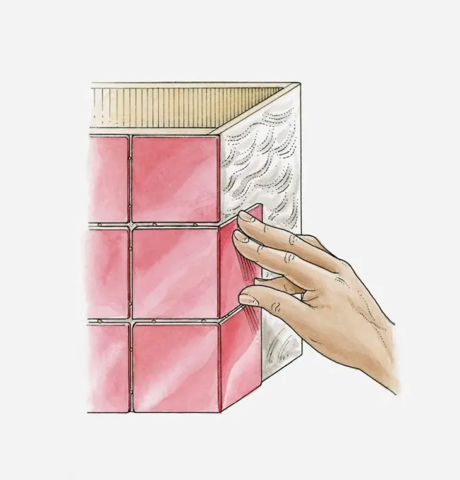 Framed Print : Illustration of hand tiling a planting tub