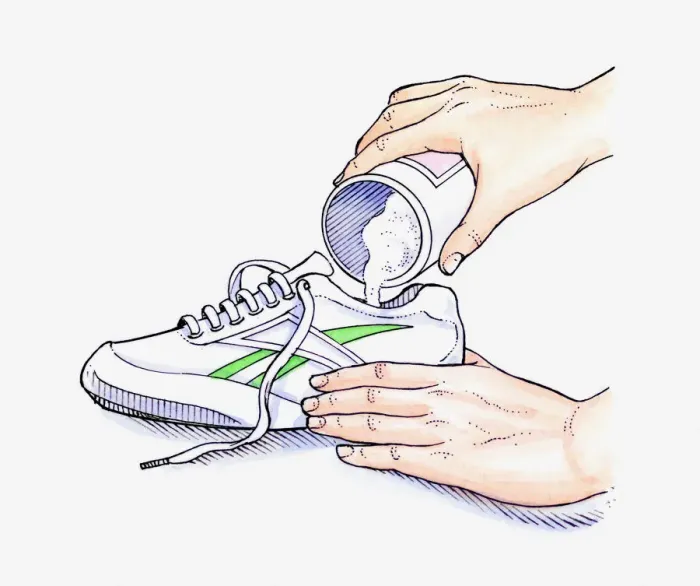 Framed Print : Illustration of hands pouring bicarbonate of soda into a shoe to deodorise it Framed Print : Illustration of hands pouring bicarbonate of soda into a shoe to deodorise it