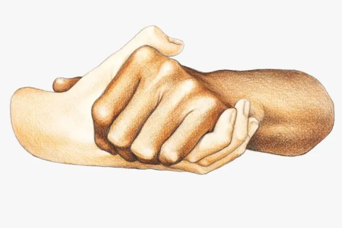 Framed Print : Illustration of handshake between two men of different ethnic groups Framed Print : Illustration of handshake between two men of different ethnic groups