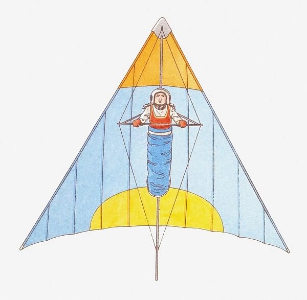 Illustration of a hang glider, view from below