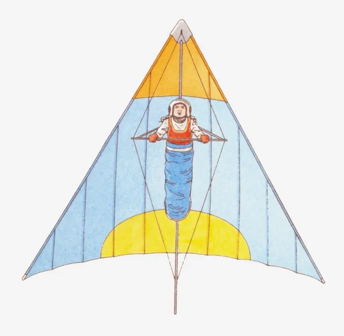 Framed Print : Illustration of a hang glider, view from below Framed Print : Illustration of a hang glider, view from below