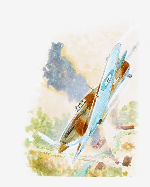 Illustration of Hawker Hurricane fighter plane, 2nd World War
