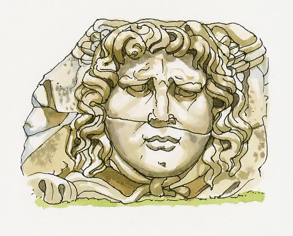 Illustration of head of Medusa at Temple of Apollo, Didyma, Turkey