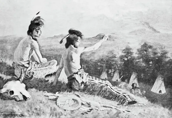 Framed Print : Illustration of Hiawatha with Companion Framed Print : Illustration of Hiawatha with Companion