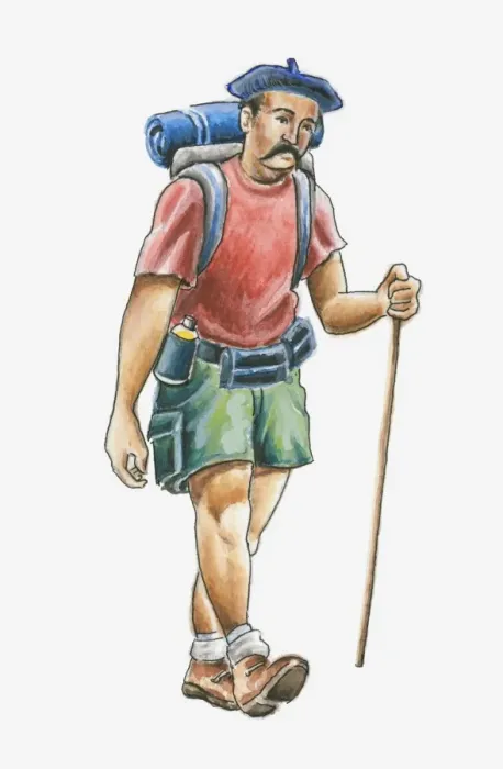 Framed Print : Illustration of hiker in the Pays Basque, France Framed Print : Illustration of hiker in the Pays Basque, France
