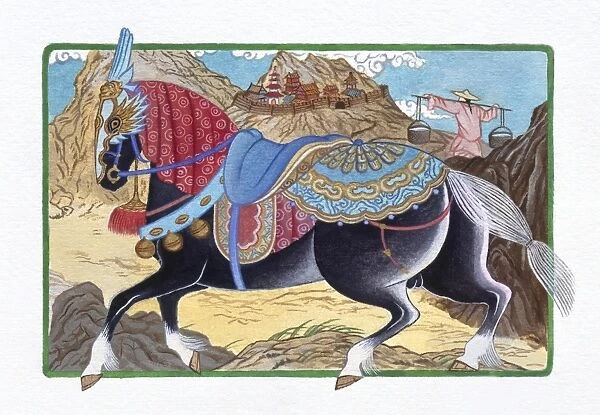 Illustration of Horse in the Army, representing Chinese Year Of The Horse