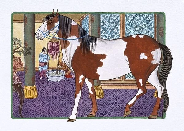 Illustration of Horse in the Hall, representing Chinese Year Of The Horse