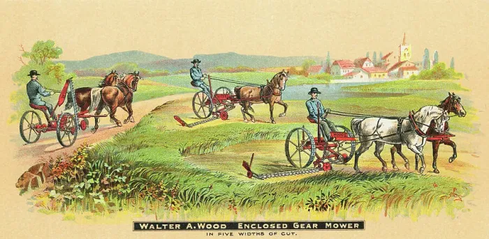 Framed Print : Illustration Of Horsedrawn Lawnmower Framed Print : Illustration Of Horsedrawn Lawnmower