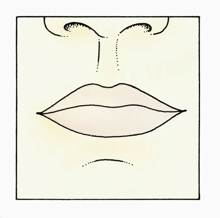 Framed Print : Illustration of human lips and nose, close-up Framed Print : Illustration of human lips and nose, close-up