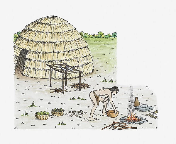 Illustration of Iddins village scene, Tennessee