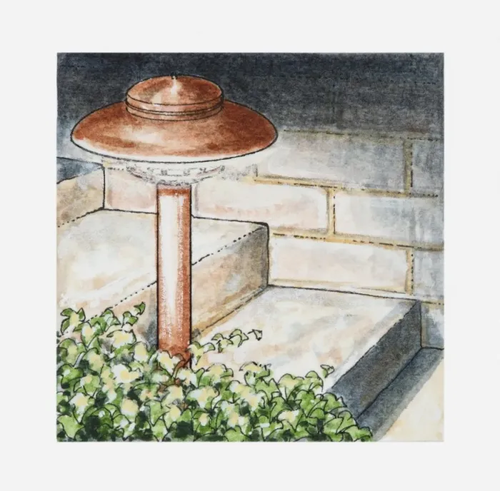 Framed Print : Illustration of illuminated light on garden steps Framed Print : Illustration of illuminated light on garden steps