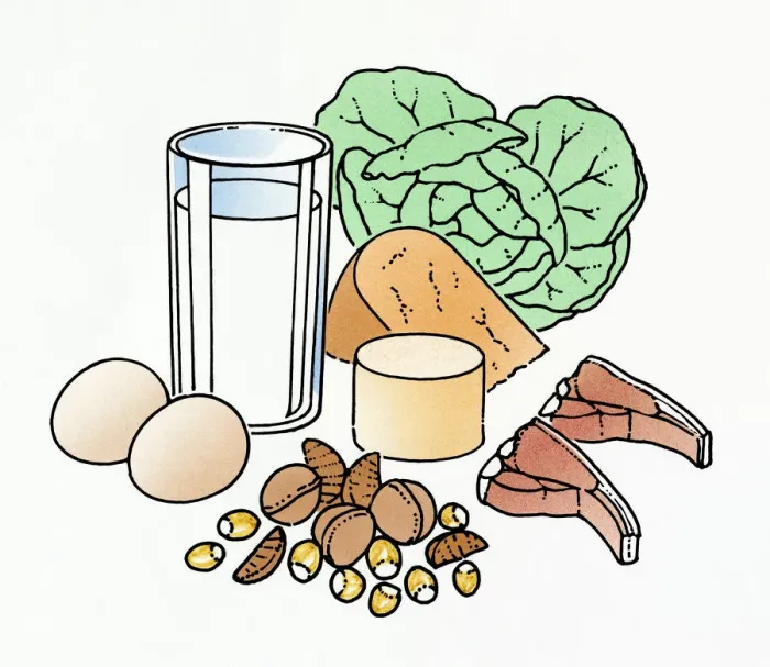 Framed Print : Illustration ingredients for a balanced diet