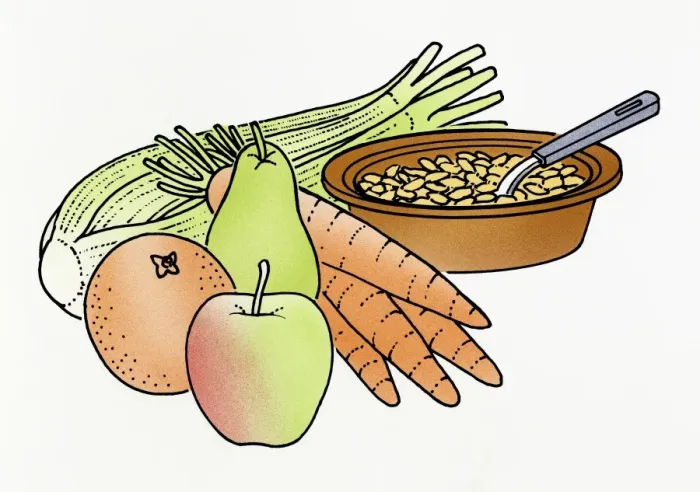 Framed Print : Illustration of ingredients for a balanced diet Framed Print : Illustration of ingredients for a balanced diet