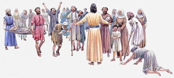 Illustration of Jesus healing people