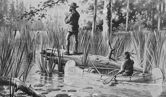 Framed Print : Illustration of Joseph Nicholas Nicollet Exploring Lake Itasca Framed Print : Illustration of Joseph Nicholas Nicollet Exploring Lake Itasca