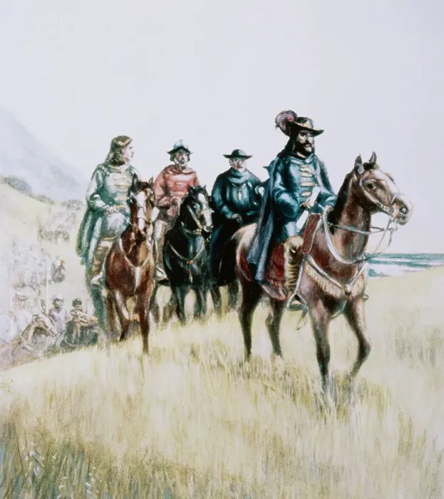 Framed Print : Illustration of Juan Bautista de Anza on Horseback Framed Print : Illustration of Juan Bautista de Anza on Horseback