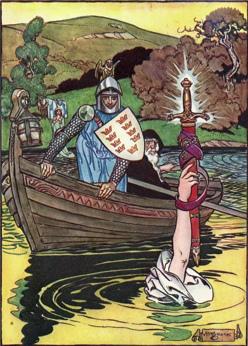 Framed Print : Illustration of King Arthur Receiving Excalibur by Henry Matthew Brock Framed Print : Illustration of King Arthur Receiving Excalibur by Henry Matthew Brock
