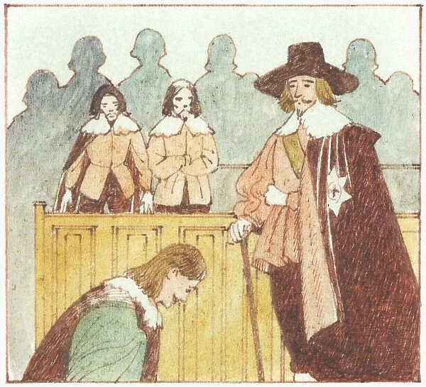Illustration of King Charles I during botched arrest of law makers in Parliament in 1642