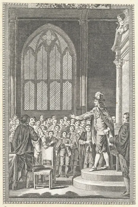 Framed Print : Illustration of King Charles I on House Podium Framed Print : Illustration of King Charles I on House Podium