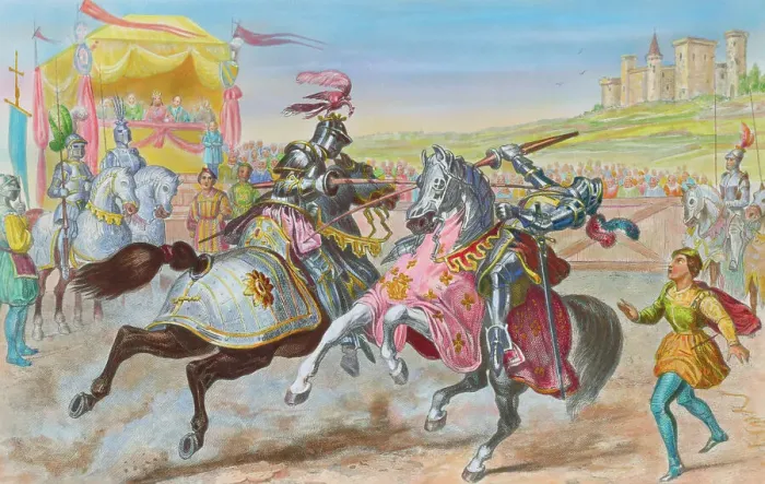 Framed Print : Illustration of Knights Jousting Framed Print : Illustration of Knights Jousting
