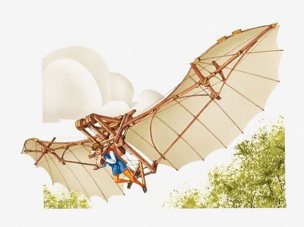 Illustration of Leonardo da Vincis ornithopter flying machine