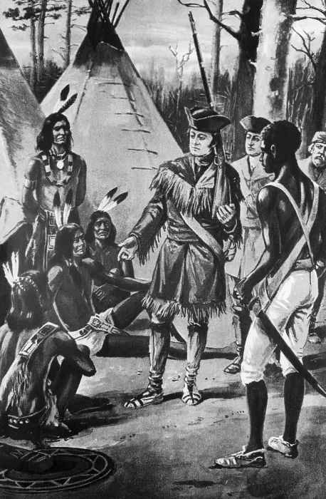 Framed Print : Illustration of Lewis and Clark Distributing Presents to Mandan Leaders Framed Print : Illustration of Lewis and Clark Distributing Presents to Mandan Leaders