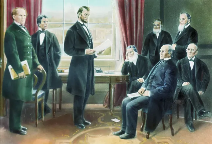 Framed Print : Illustration of Lincoln Reading the Emancipation Proclamation to His Cabinet Framed Print : Illustration of Lincoln Reading the Emancipation Proclamation to His Cabinet