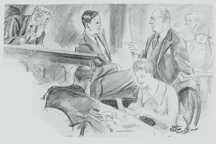 Framed Print : Illustration of Lindbergh Trial Scene Framed Print : Illustration of Lindbergh Trial Scene