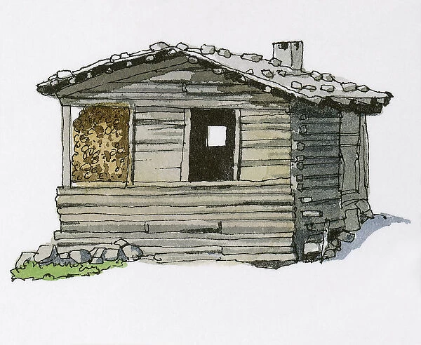Illustration of log cabin in Turkeys Mersin Valley