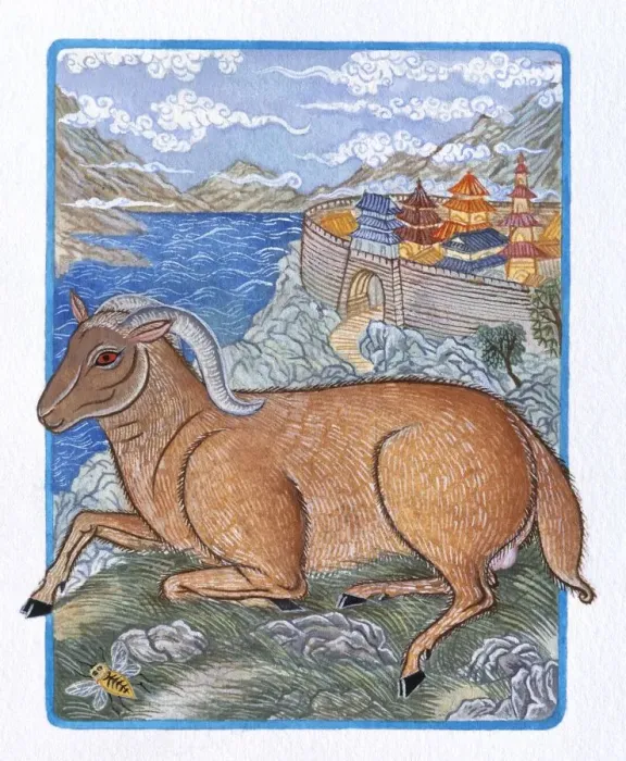 Framed Print : Illustration of Lonely Ram, representing Chinese Year Of The Ram Framed Print : Illustration of Lonely Ram, representing Chinese Year Of The Ram